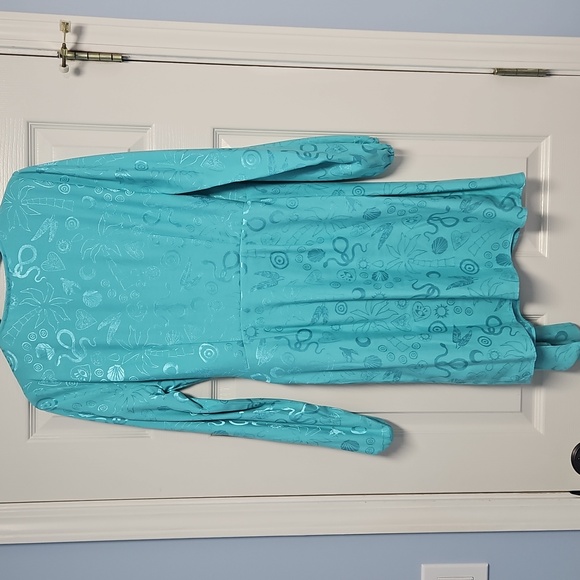 Never Fully Dressed Long Sleeve Wrap Midi Dress: Blue Print: Size- US 4 - Picture 3 of 14